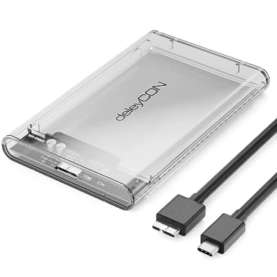 Afbeelding van deleyCON 2,5 inch USB C harde schijf behuizing 3.1 Gen 1 externe voor (6,35 cm) 7 mm en 9 SATA HDD / SSD montage zonder gereedschap