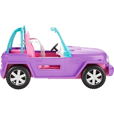 Afbeelding van Barbie GMT46 Beach Jeep in paars, voertuig met ruimte voor 2 poppen, poppenaccessoires, speelgoed vanaf 3 jaar
