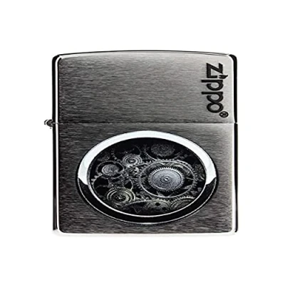 Afbeelding van Zippo Gears in Circle, logo geborsteld chroom benzine winddichte aansteker, navulbaar, hoogwaardige geschenkdoos 60001895 normaal