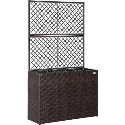 Afbeelding van Casaria Polyrattan Bloembak 3 Bakken/Klimophek Bruin