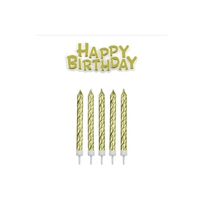 Afbeelding van PME Taartkaarsjes Happy Birthday Goud set/17