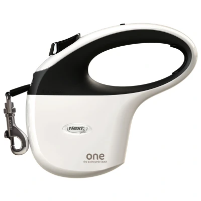 Afbeelding van Flexi One for All S weiss schwarz automatische Hundeleine für Hunde bis 30 kg 5 m (S, Hond, Algemeen), Kraag + Leiband