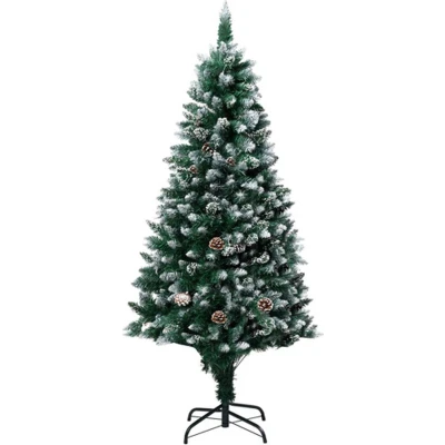 Afbeelding van Kunstkerstboom met dennenappels en witte sneeuw 150 cm
