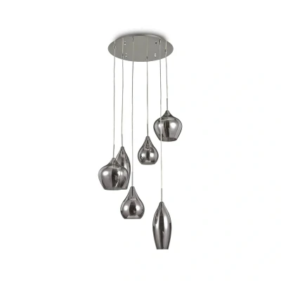 Afbeelding van Ideal Lux Soft hanglamp 6 lamps chroom/rook