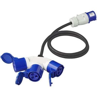 Afbeelding van Pro Plus Verloopkabel 3 Weg 150 cm x 1.5 mm2 van CEE Stekker naar Contrastekkers