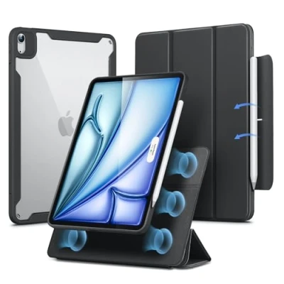 Afbeelding van ESR iPad Air 11 inch M2 hoes, 6e/5e/4e generatie (2024/2022/2020) 10,9 hoes met penhouder, afneembare magnetische afdekking, verticale standaard, rebound serie 360, zwart
