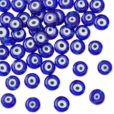 Afbeelding van nbeads 1 streng ca. 49 stuks boze oog kralen platte ronde handgemaakt bedels lampwork tussenkralen voor armbanden, halskettingen, sieraden