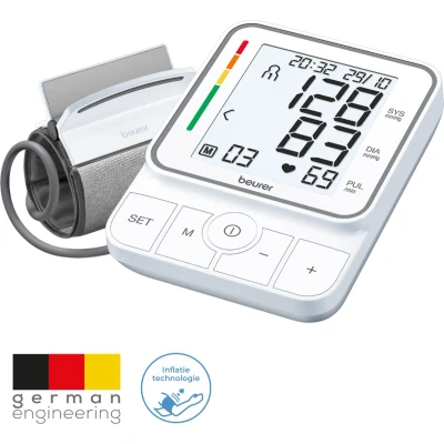 Afbeelding van Beurer BM 51 Comfort Bloeddrukmeter bovenarm EasyClip manchet 22 42 cm Met 1 hand aan te brengen Test: zeer goed App: Health Manager Pro Onregelmatige hartslag 2 Gebruikers XL verlicht display 5 Jaar garantie