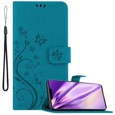 Afbeelding van Cadorabo Hoesje geschikt voor Huawei MATE 30 PRO in BLOEMEN BLAUW Beschermhoes bloemmotief met magnetische sluiting, standfunctie en kaartsleuven Book Case Cover Etui
