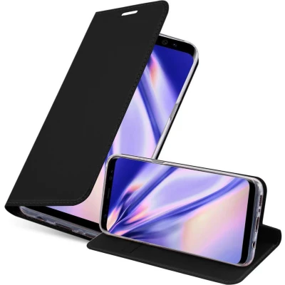 Afbeelding van Cadorabo Hoesje geschikt voor Samsung Galaxy S8 in CLASSY ZWART Beschermhoes met magnetische sluiting, standfunctie en kaartvakje Book Case Cover Etui