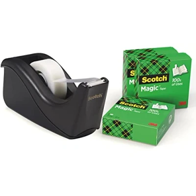 Image de Scotch Lot de 4 rlx 19mmx33m + 1 dévidoir C 60 Noir