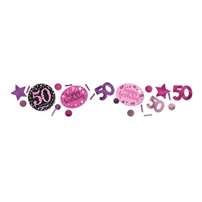 Image de Confetti mousseux rose noir 50 ans.
