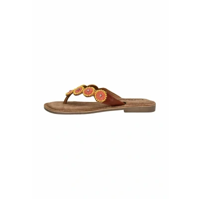 Afbeelding van Lazamani Zehensteg Teensandalen, Dames, Maat: 38, Apricot Leer