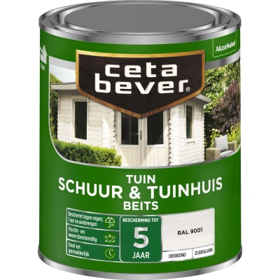 Afbeelding van Ceta Bever Dekkend Tuinbeits Schuur &amp; Tuinhuis Ral 9001 0,75 liter Blanke lak Beits