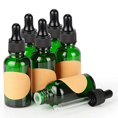 Afbeelding van stonylab 6 stuks glazen druppelflesje, Lege Fles met Druppelaar, Binnenste Plug en Label voor Etherische Oliën Aromatherapie Geuren (30 ml, Groen)