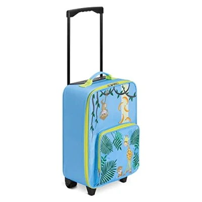 Afbeelding van Navaris trolley koffer Voor kinderen Met uitschuifbaar handvat, naamlabel, ruim hoofdvak jongens &amp; meisjes Jungle design