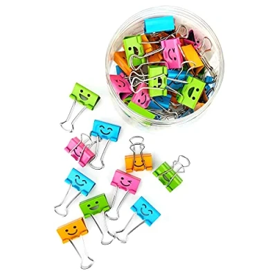 Afbeelding van D.RECT 9765 Set van 48 opvouwbare bureauklemmen, multifunctionele klemmen papier en metaal voor kantoorbenodigdheden, notities kruidentangen, verschillende kleuren, 25 mm