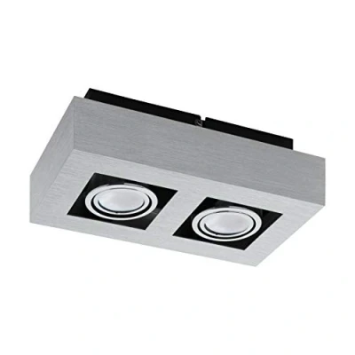 Afbeelding van EGLO Loke 1 Opbouwlamp 2 Lichts Aluminium Geborsteld, Chroom, Zwart