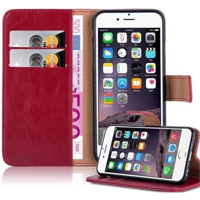 Afbeelding van Cadorabo Hoesje geschikt voor Apple iPhone 6 / 6S in WIJN ROOD Beschermhoes met magnetische sluiting, standfunctie en kaartvakje Book Case Cover Etui