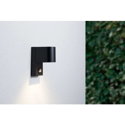 Afbeelding van Wandlamp Down met Sensor, Rond, GU10 Fitting, Spatdicht IP44, Mat Zwart