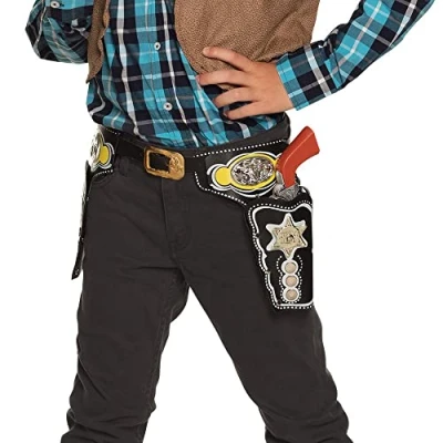 Afbeelding van Boland Cowboyholster dubbel Deputy Zwart Pistool / revolver Cowboy Indiaan Carnaval Themafeest