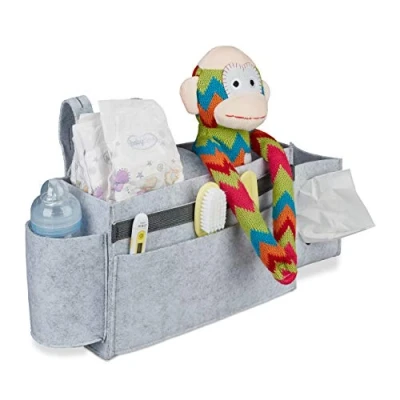 Afbeelding van Relaxdays Bed organizer hoogslaper bedside pocket opbergtas ledikant 8 vakken Lichtgrijs