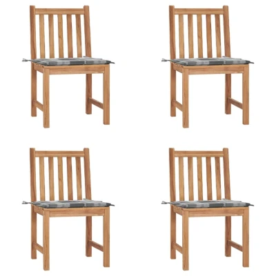 Afbeelding van Tuinstoelen 4 st met kussens massief teakhout