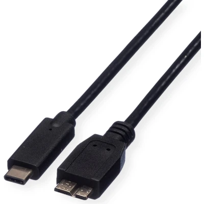 Afbeelding van USB C naar Micro kabel 1 meter 3.0 (100% koper, Zwart)