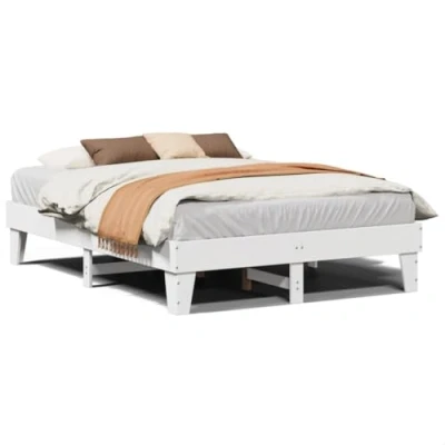 Afbeelding van vidaXL Bedframe zonder matras massief grenenhout wit 160x200 cm