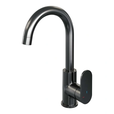 Afbeelding van Brauer gunmetal Edition Wastafelmengkraan opbouw hoog draaibaar ronde uitloop model C PVD geborsteld