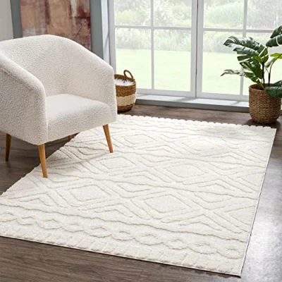 Afbeelding van Tapijt hoogpolig woonkamer 160x160 cm rond boho chic etnisch grijs multi cut lus, hoog diep, 3D effect shaggy tapijten wollig zacht slaapkamer longpole