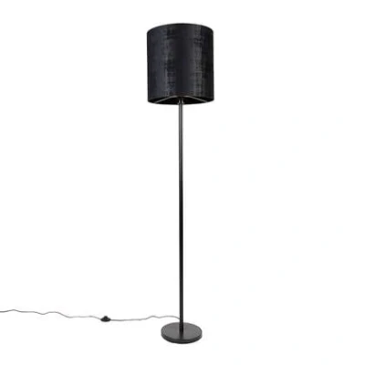 Afbeelding van QAZQA Moderne vloerlamp zwart kap 40 cm Simplo