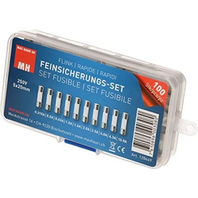 Afbeelding van Max Hauri AG 128449 Buiszekering assortiment (Ø x l) 5 mm 20 Snel F Inhoud 100 stuk(s)