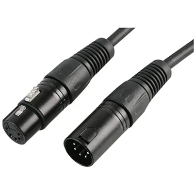 Afbeelding van Pulse DMX PLS00410 kabel, 5 polig, XLR mannelijk naar vrouwelijk, 2 paar + display, 1 m, zwart
