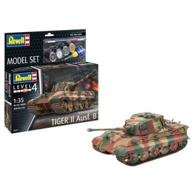 Afbeelding van 1:35 Revell 63249 Henschel Turret Tiger II Ausf.B Panzerkampfwagen VI Model Set Plastic Modelbouwpakket