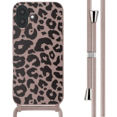 Afbeelding van imoshion hoesje Geschikt voor iPhone 16 Plus met koord Siliconen design Meerkleurig / Animal Pink