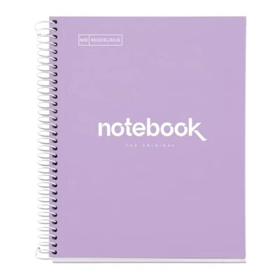 Afbeelding van Miquelrius Emotions notitieboek, A5, 80 vellen, 90 g/m², horizontaal gelinieerd, 7 mm, 1 kleurband, microgeperforeerd, gelinieerd extra harde omslag, 2 gaten, lavendel