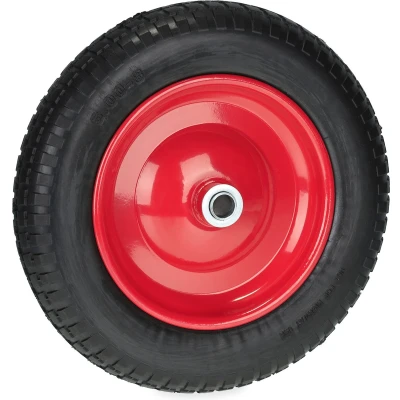 Afbeelding van Relaxdays kruiwagenwiel 3.00 8 stalen velg rubber reservewiel kruiwagen zwart rood