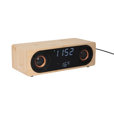 Afbeelding van Karlsson Wekker Classic BT Speaker Radio w. Phone Charger Bamboe