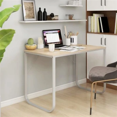 Afbeelding van Computerbureau 110x60x73 cm spaanplaat wit en eikenkleurig