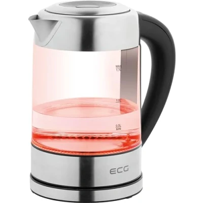 Afbeelding van ECG RK 1777 glas met RVS waterkoker, LED verlichting en temperatuur instelling