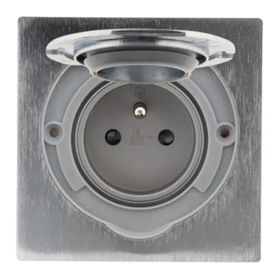 Afbeelding van Zenitech Vloerstopcontact, 16 A, 2P+T, geborsteld aluminium, IP55 enkel