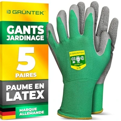 Afbeelding van GRÜNTEK 5 paar (XL/10) tuinhandschoenen werkhandschoen met latexcoating