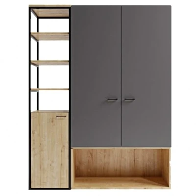 Afbeelding van Garderobekast Woody Fashion 144 x 45 180 cm Anthracite Oak