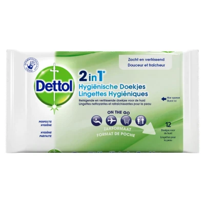 Afbeelding van Dettol Reinigingsdoekjes 2 in 1, Pak Van 12 Stuks Allesreiniger
