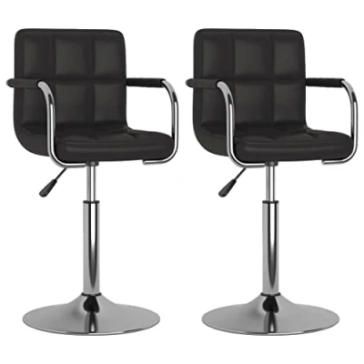 Afbeelding van vidaXL Eetkamerstoelen draaibaar 2 st kunstleer zwart