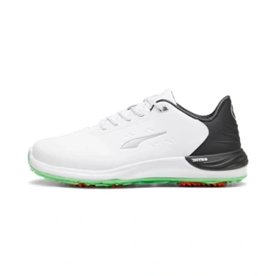 Afbeelding van Puma Golf Phantomcat Nitro + Golfschoenen, Heren, Maat: 39, white/black/fluro green pes Leer en imitatieleer