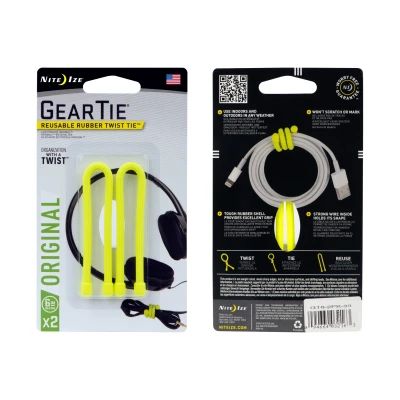 Afbeelding van Nite Ize Gear Tie Kabelbinder 2 pack Geel 15CM