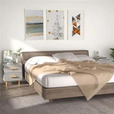 Afbeelding van Nachtkastjes 2 st 40x35x47,5 cm betongrijs