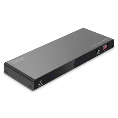 Afbeelding van Digitus DS 55340 4 poorten HDMI splitter Individueel schakelbaar, LED weergave, Met status LEDs, Ultra HD geschikt, Voor intern gebruik, metalen behuizing